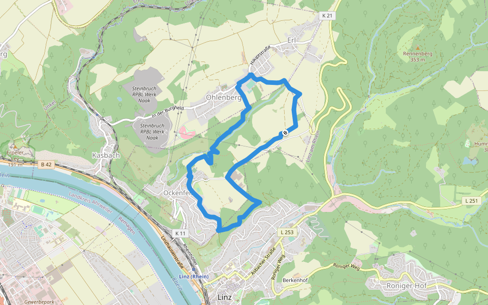 LZ15 - Rundwanderweg Ockenfels walking route map in Ockenfels