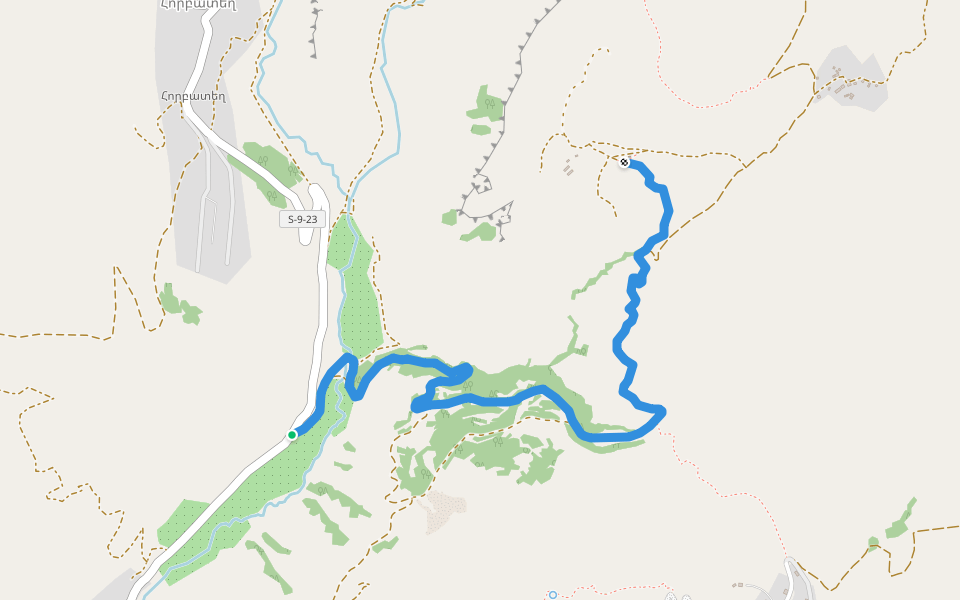 Artabyunk - Tsakhats Kar Monastery walking route map in Artabuynk