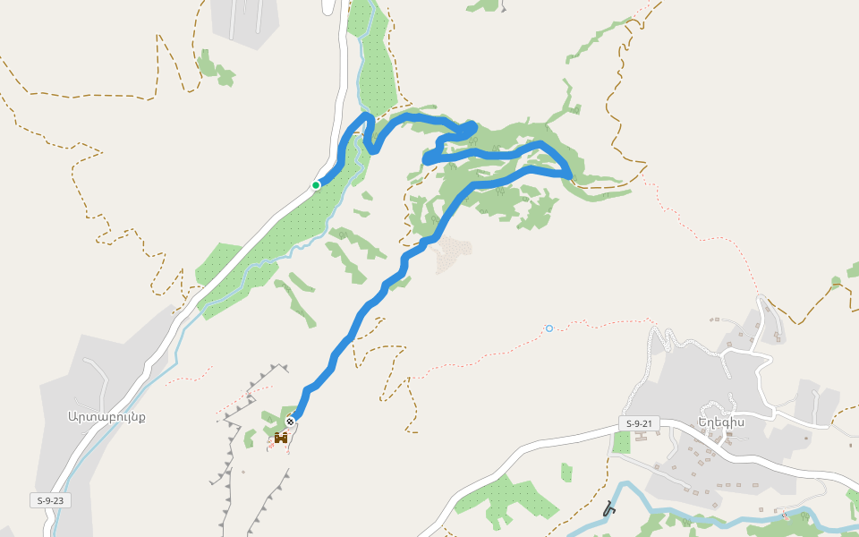 Artabyunk - Smbataberd walking route map in Artabuynk