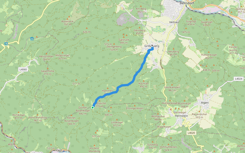 Grillenberg-Großer Rosenkogel walking route map in Berndorf