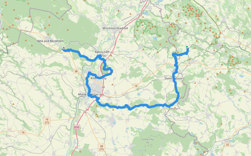 [M] Bělá pod Bezdězem (žst.) - Libošovice walking route map in Libošovice