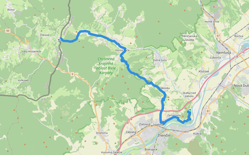 Cyrilometodejská cesta walking route map in Trenčín
