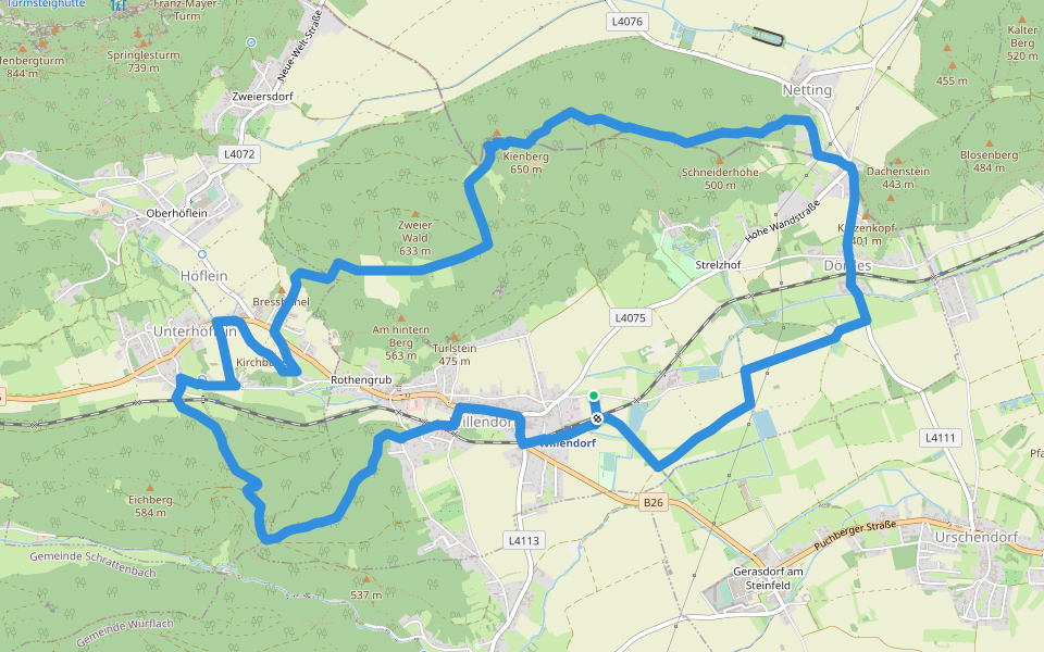 Keltensteig Runde bei Willendorf walking route map in Willendorf am Steinfelde
