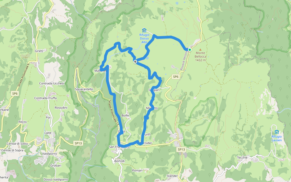 Sentiero San Francesco walking route map in Rovere' Veronese
