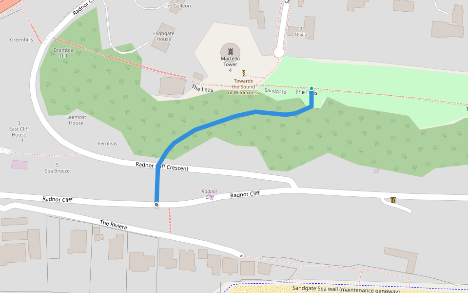 Corridors to the countryside walking route map in Folkestone