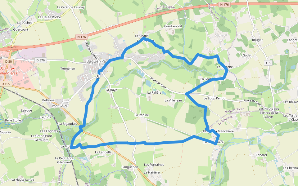 La Mancelière walking route map in Baguer-Pican