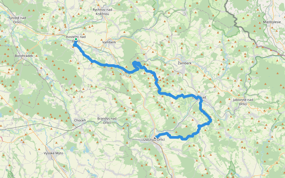 [Č] Cesta Dr. J. S. Gutha-Jarkovského walking route map in Kostelec nad Orlicí