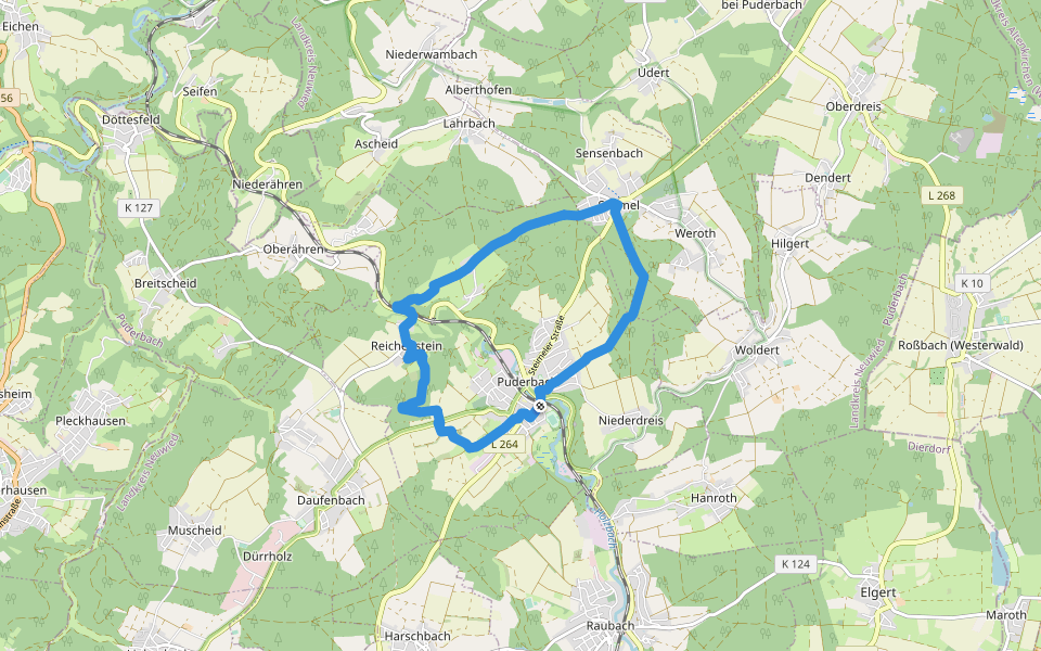 [B1] Burgweg 1 walking route map in Puderbach