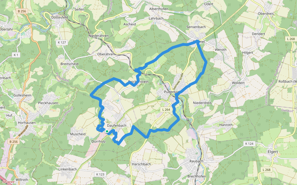 [B2] Burgweg 2 walking route map in Dürrholz