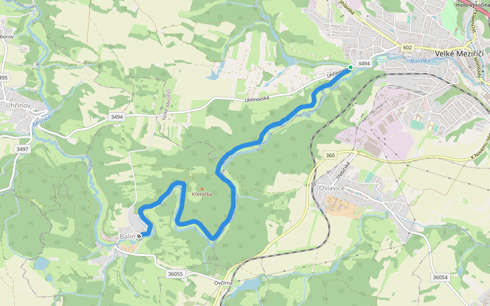 naučná stezka Trasa Balínským údolím walking route map in Velké Meziříčí