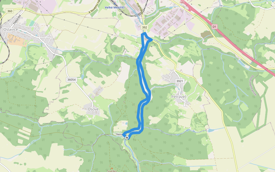 naučná stezka Trasa Nesměřským údolím walking route map in Osové