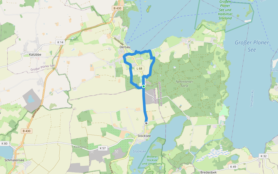 Rundweg Dersauer Uklei walking route map in Dersau
