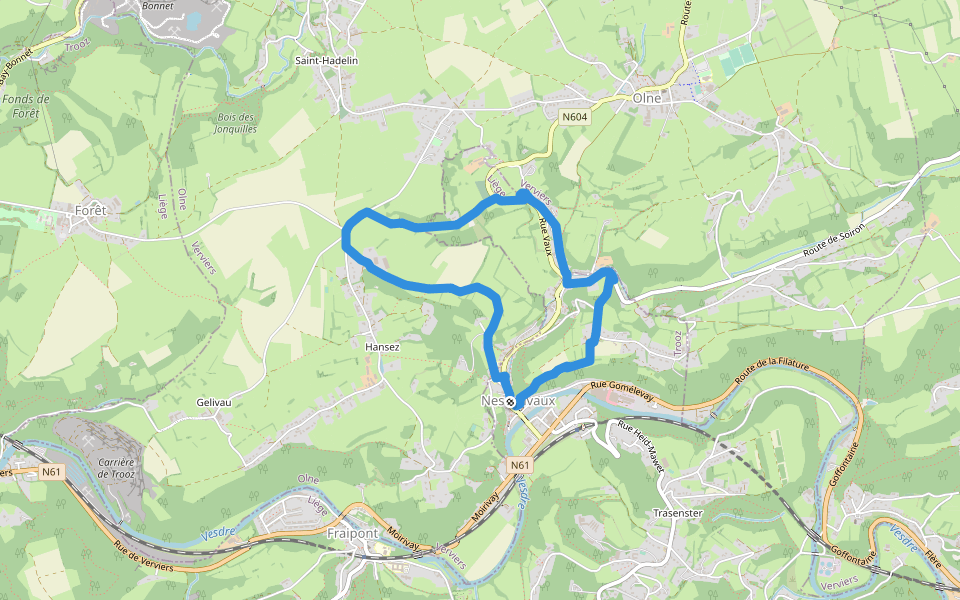 6. Promenade de Nessonvaux walking route map in Trooz