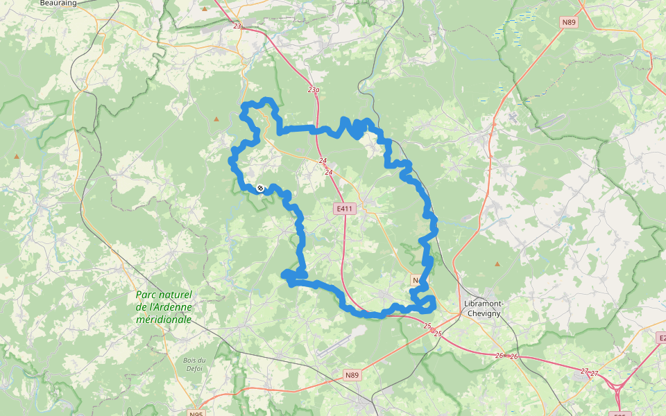 Entre Lesse et Lomme walking route map in Libin