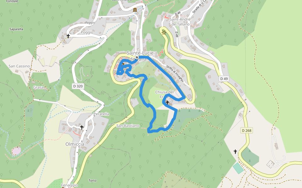 Balade de la Vielle Ville de Sainte-Lucie-de-Tallano au Couvent walking route map in Sainte-Lucie-de-Tallano