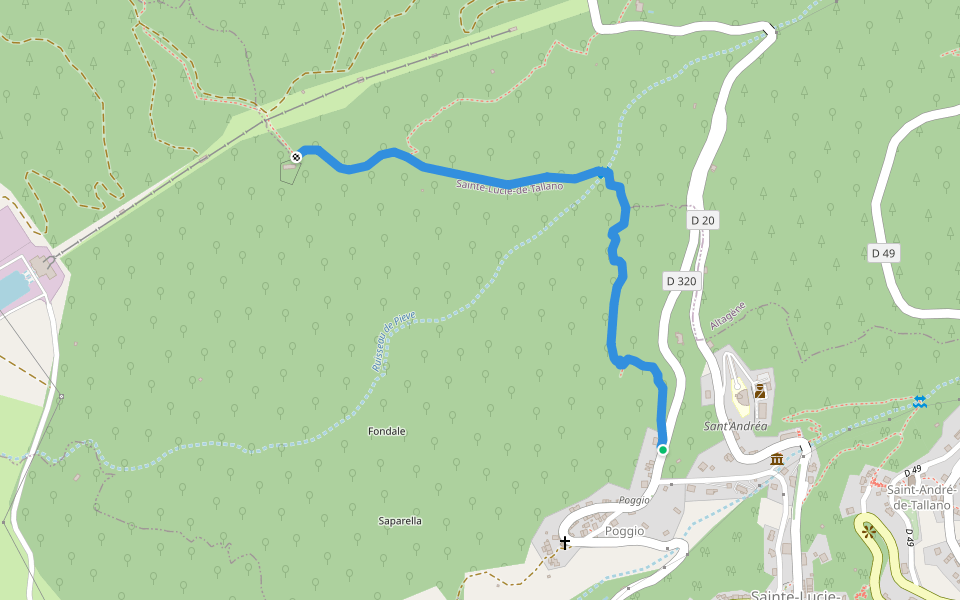 Balade vers l'Église Saint-Jean Baptiste walking route map in Sainte-Lucie-de-Tallano