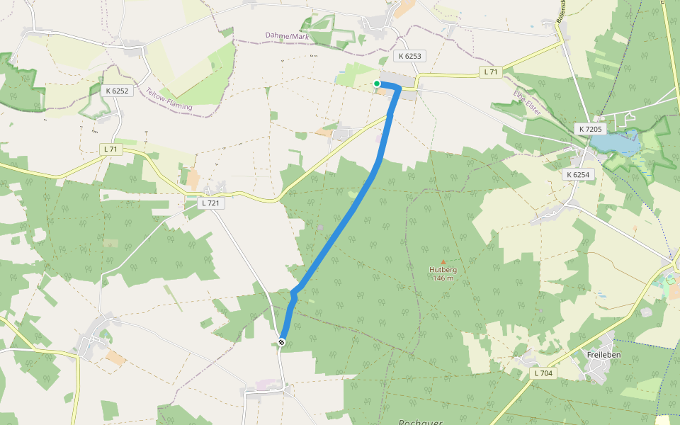 Wanderweg Grüner Balken walking route map in Schönewalde