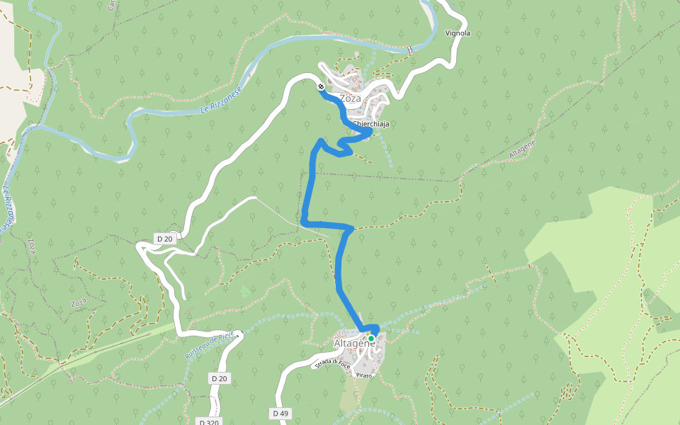 Da Paesi à Paesi Altagène-Zoza walking route map in Altagène