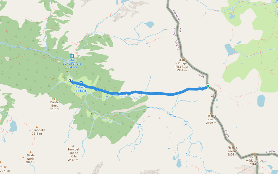 GR-T 62 Àrea d'esbarjo de Boet al Port de Boet walking route map in Alins