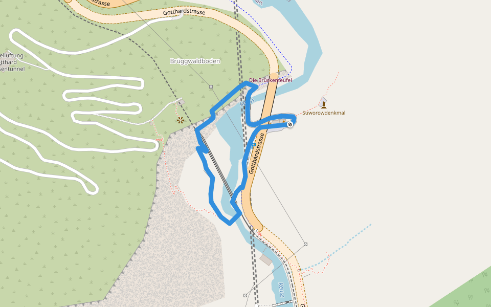 Rundweg Schöllenen walking route map in Andermatt