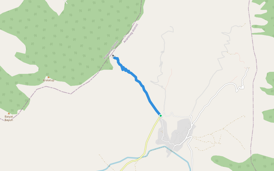 Tserasangar Bal walking route map in Khiram