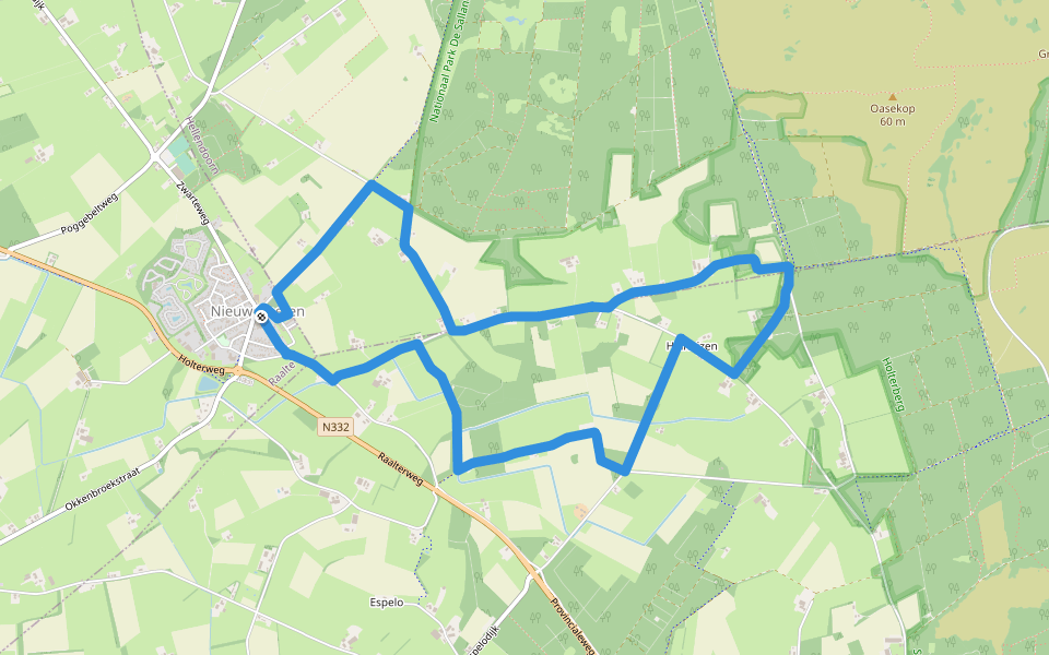 WNW Salland/Twente -Helhuizen/Nieuw-Heeten - oranje route walking route map in Nieuw Heeten