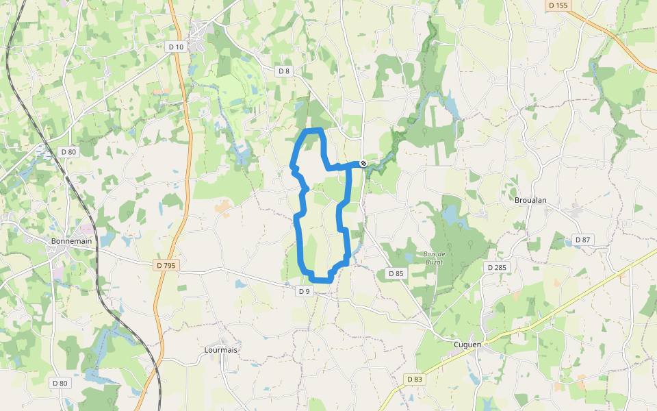 La Croix de Pierre walking route map in Epiniac