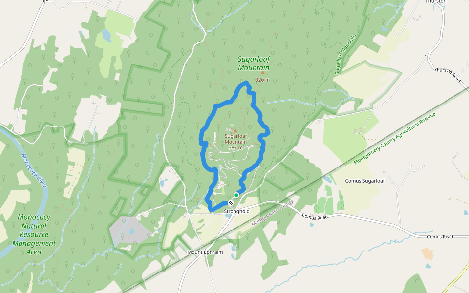 Mountain Loop Trail walking route map in Dickerson