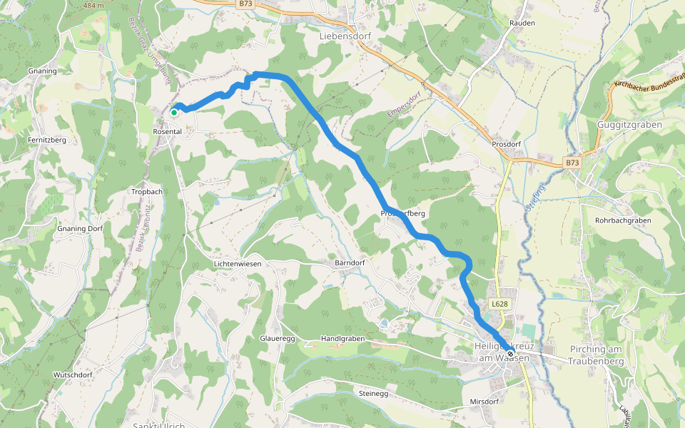Ermutigungsweg walking route map in Heiligenkreuz am Waasen