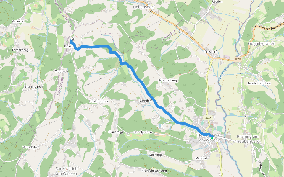 Markusweg walking route map in Heiligenkreuz am Waasen
