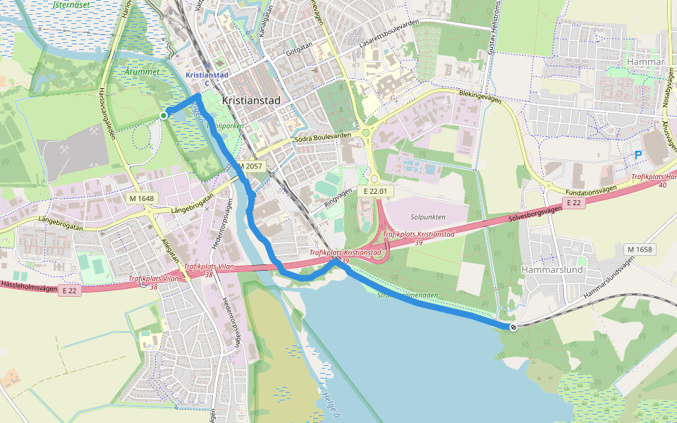 Skåneleden 6, Etapp 2: Kristianstad - Ekenabben walking route map in Kristianstad