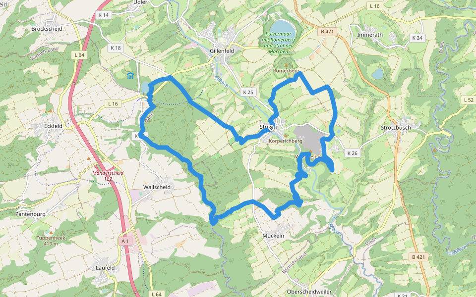 HeimatSpur Lavaweg Strohn walking route map in Strohn
