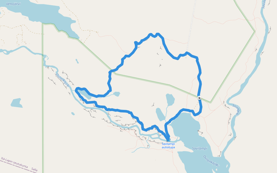 Kanjonin kurkkaus walking route map in Alatalo