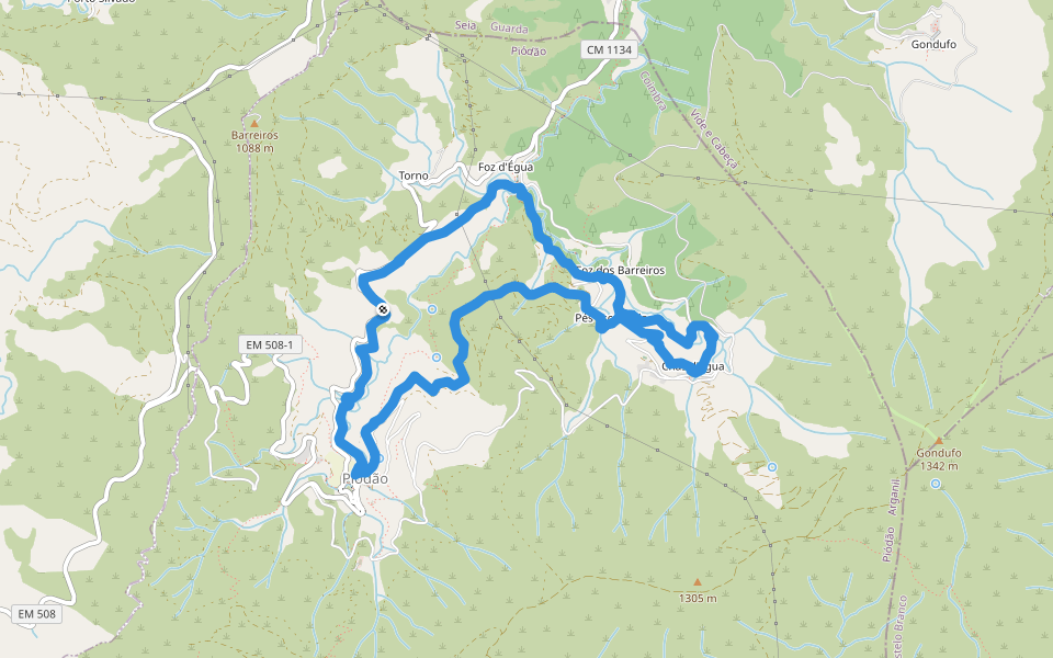 Trilho dos Povos das Ribeiras de Piodam walking route map in Piódão