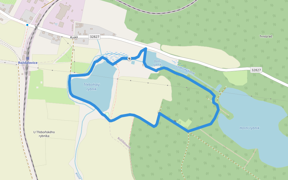 NS Holské rybníky walking route map in Rožďalovice