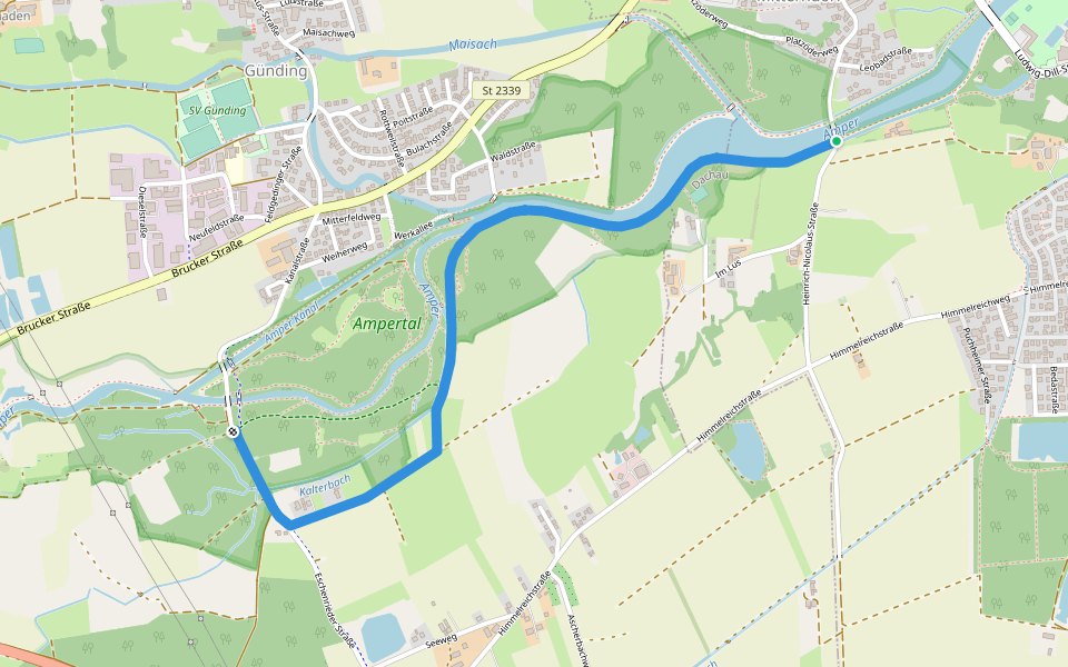 Wanderweg 2 walking route map in Dachau