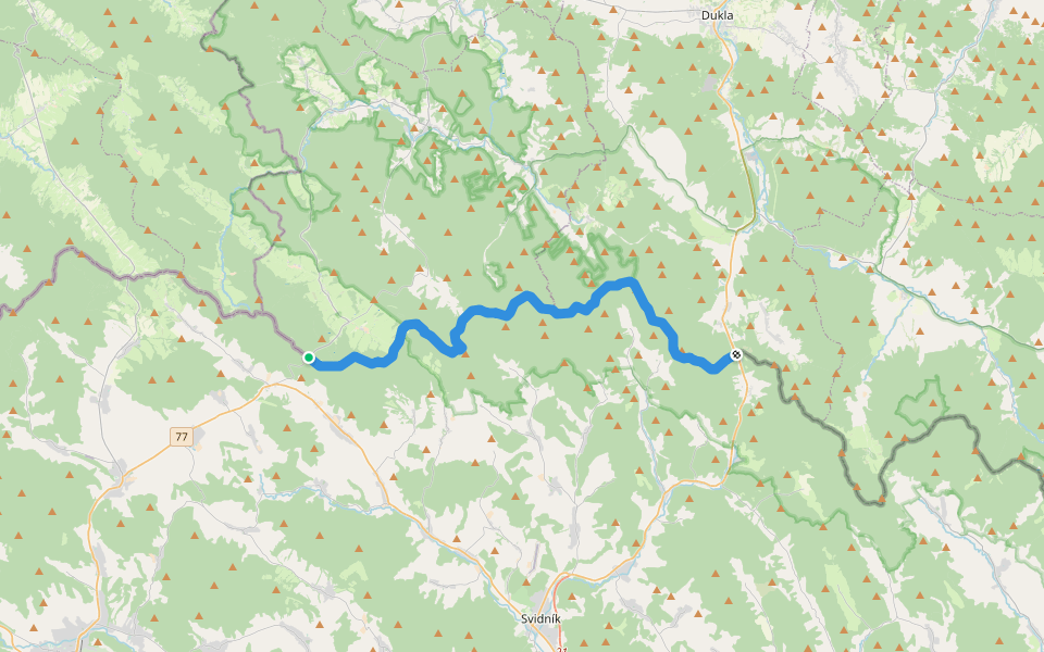 Východokarpatská magistrála walking route map in Nižná Polianka
