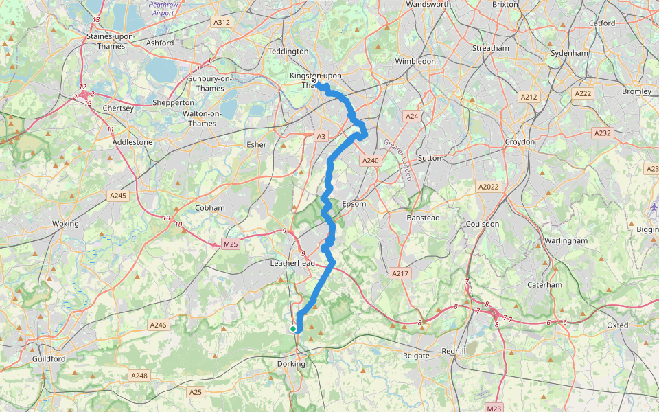 Thames Down Link walking route map in Westhumble