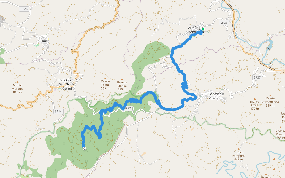 Sentiero Italia - Tappa Z25 walking route map in Armungia