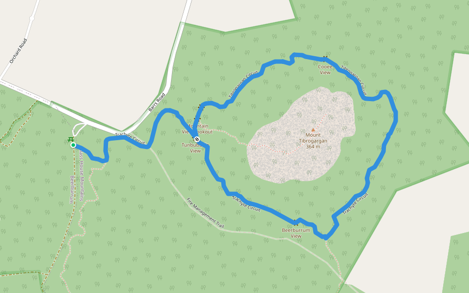 Tibrogargan Circuit walking route map in Glass House Mountains