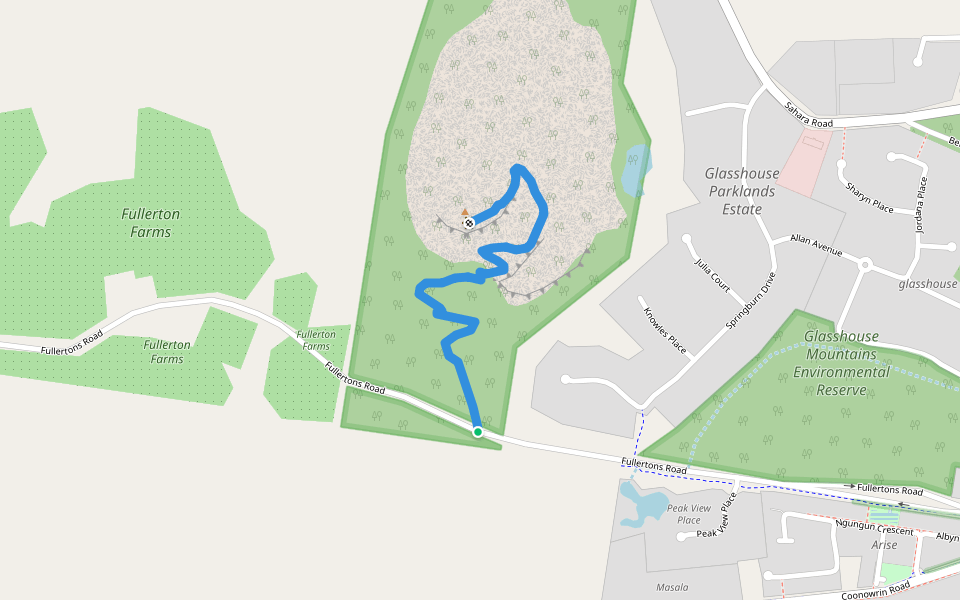 Mount Ngungun summit walking track walking route map in Glass House Mountains