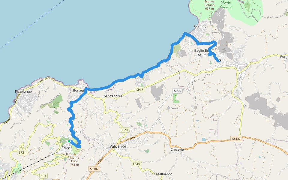 Sentiero Italia - Tappa V02 walking route map in Erice