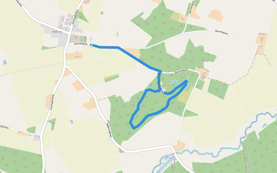 Gul rute walking route map in Bækmarksbro