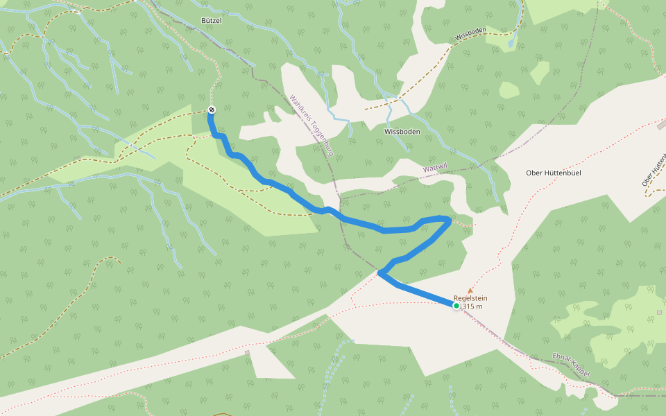 Regelstein - Cholertoni walking route map in Gommiswald