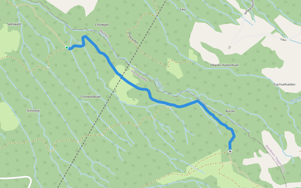 Cholertoni - Ob. Stosslegi walking route map in Gommiswald