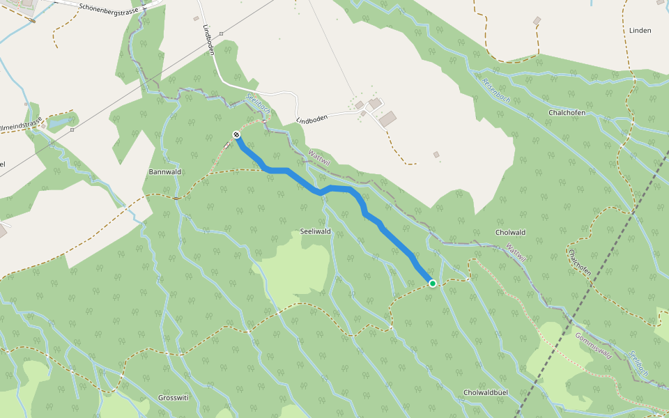 Ob. Stosslegi - Unt. Stosslegi walking route map in Gommiswald