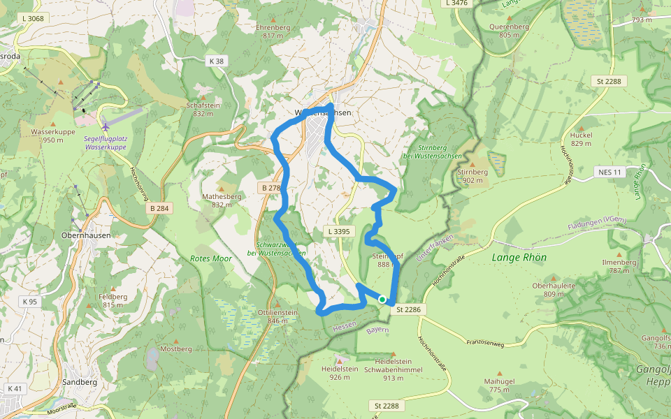 Wüstensachsen, Rundweg 10 walking route map in Ehrenberg