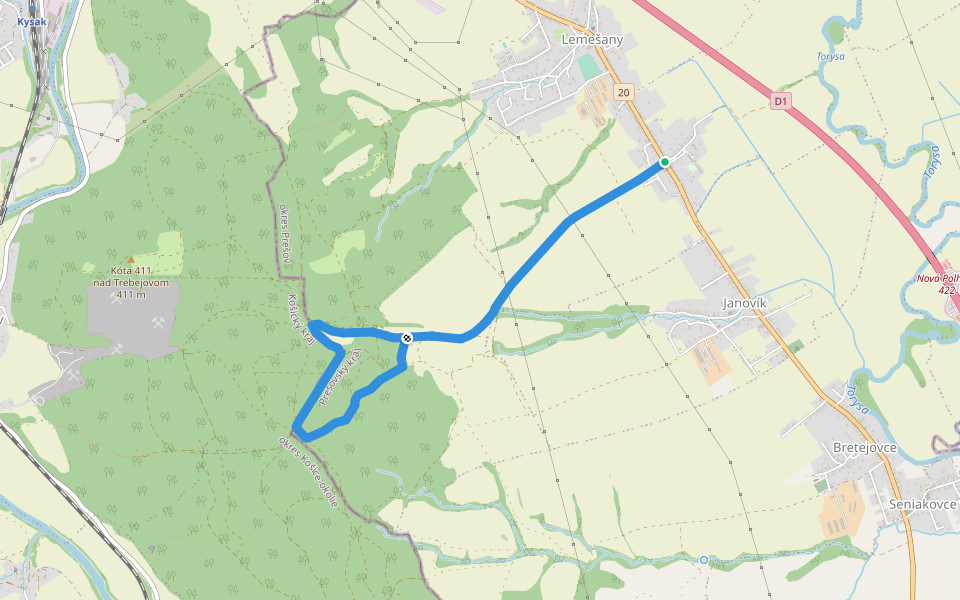 Lemešanská špacírka walking route map in Lemešany