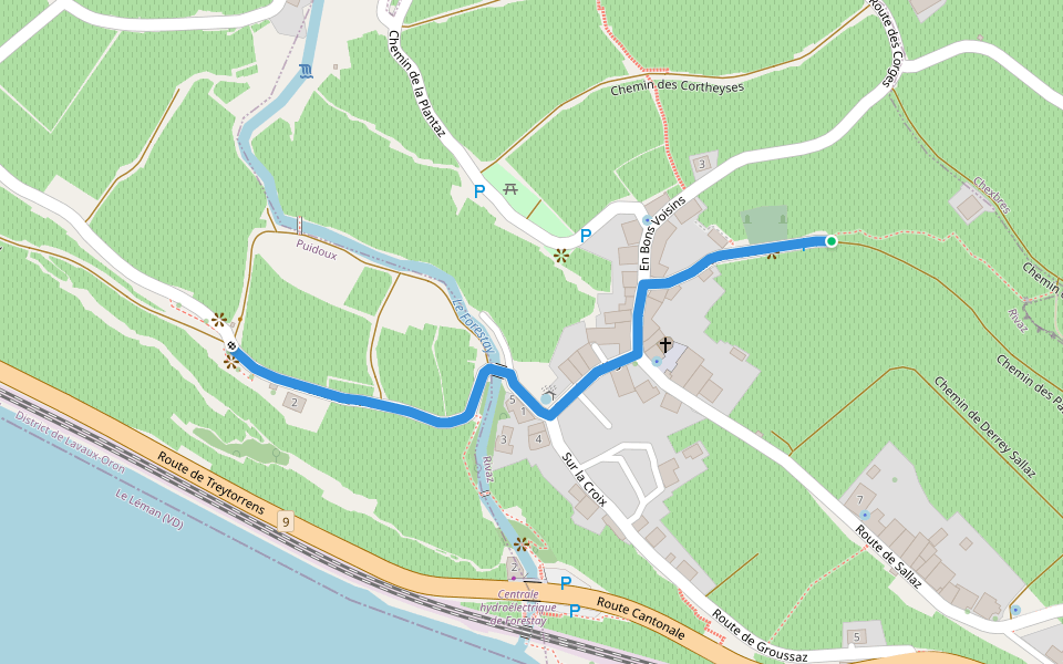 Rivaz - Dézaley walking route map in Chexbres