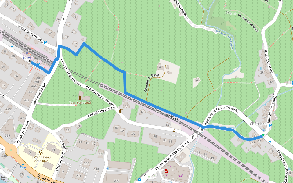 Châtelard - Lutry walking route map in Lutry
